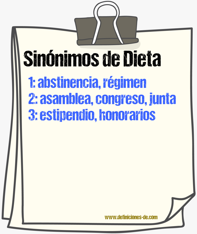 Sinnimos de dieta