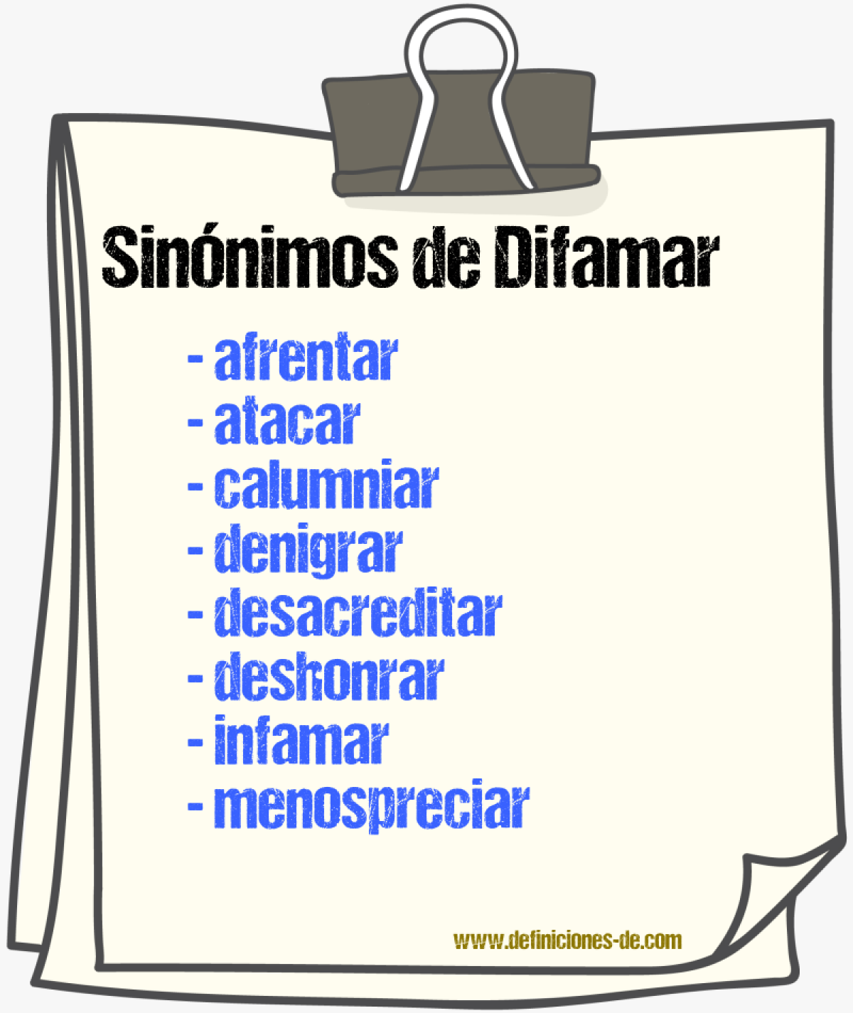 Sinnimos de difamar