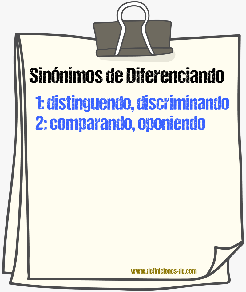 Sinónimos de diferenciando