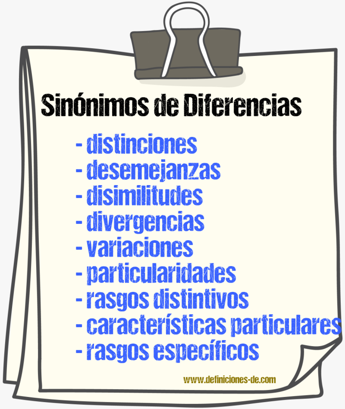 Sinónimos de diferencias