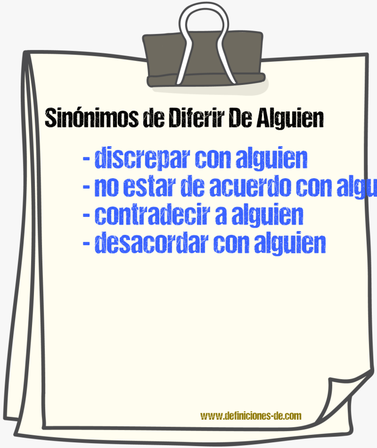 Sinónimos de diferir de alguien