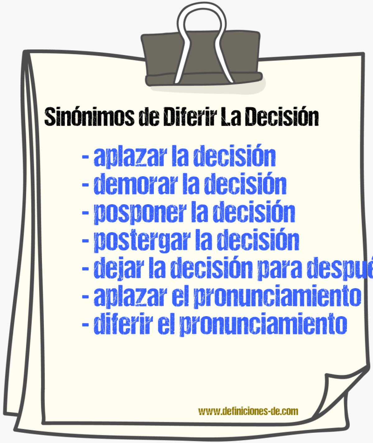 Sinónimos de diferir la decisión