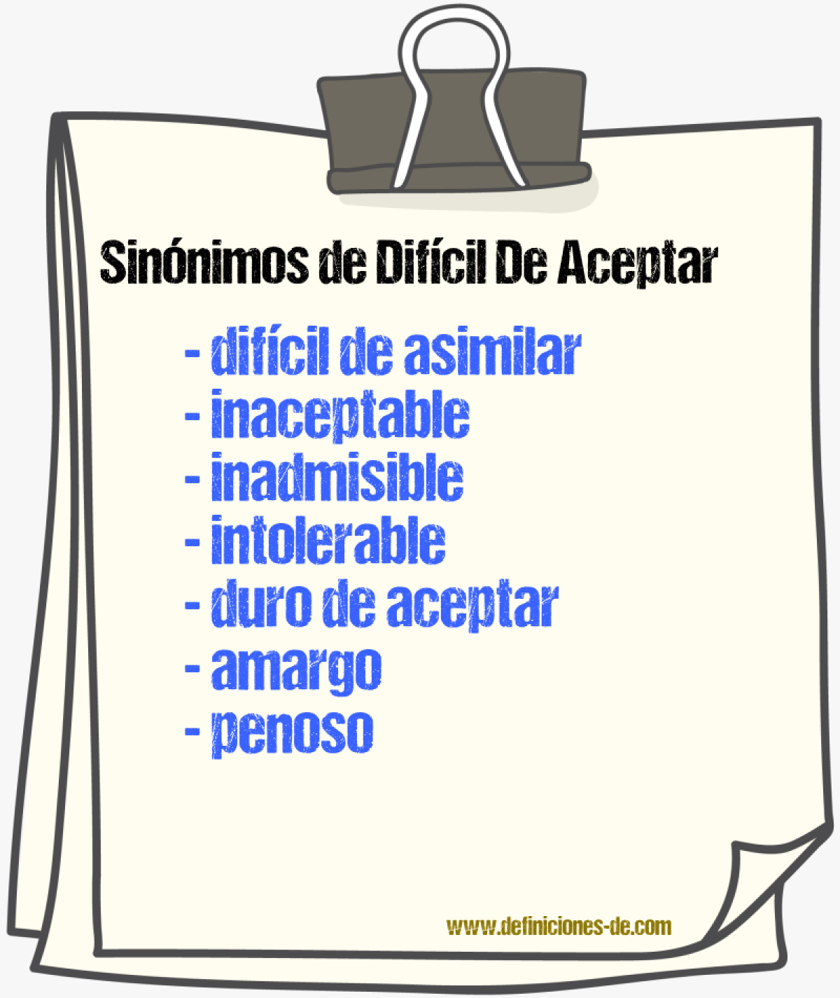 Sinónimos de difícil de aceptar