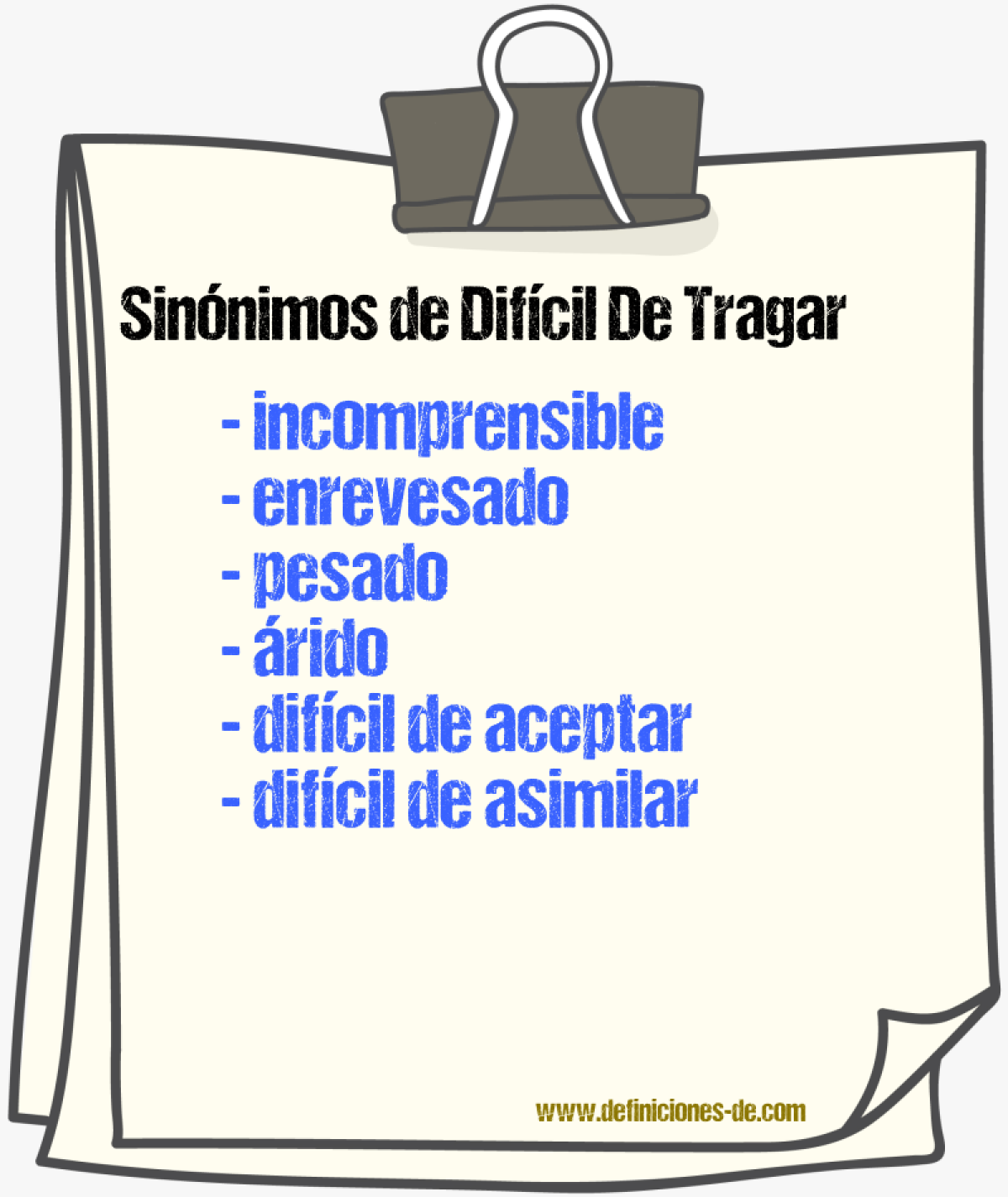 Sinónimos de difícil de tragar