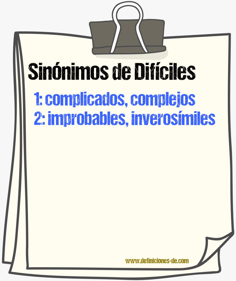 Sinónimos de difíciles