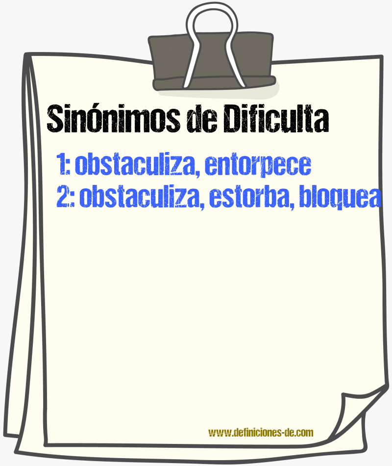 Sinónimos de dificulta