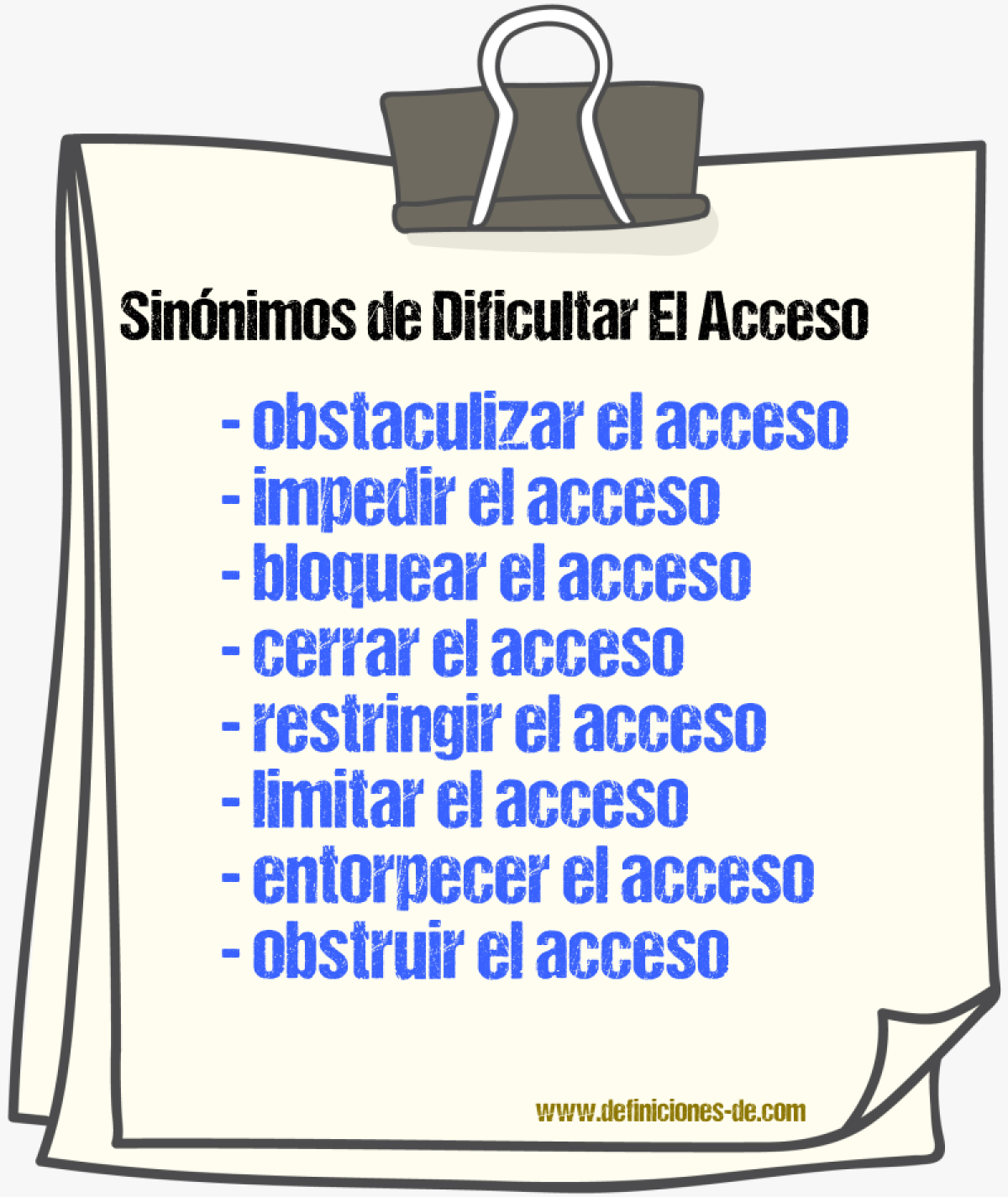 Sinónimos de dificultar el acceso