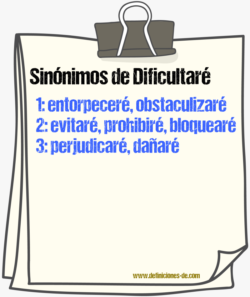 Sinónimos de dificultaré