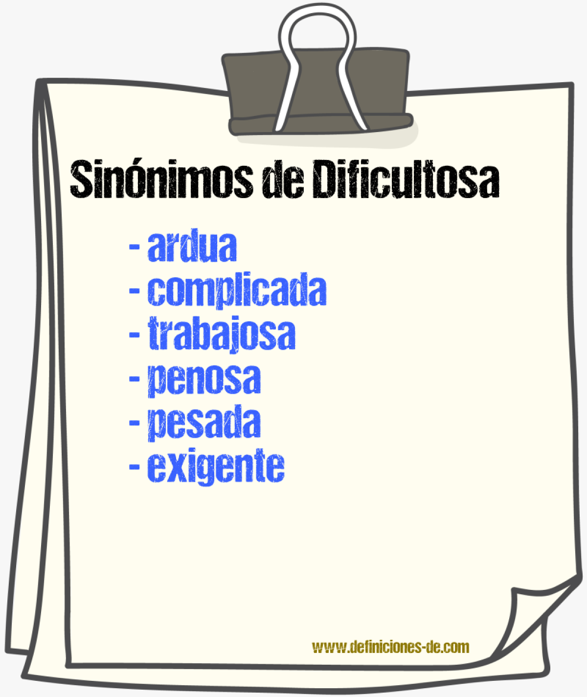 Sinónimos de dificultosa