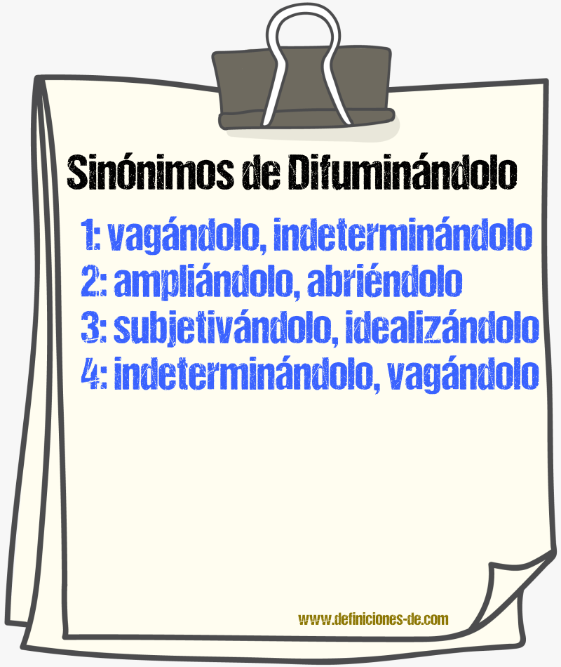 Sinónimos de difuminándolo