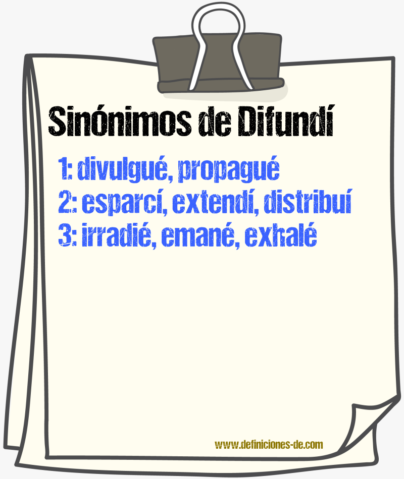 Sinónimos de difundí