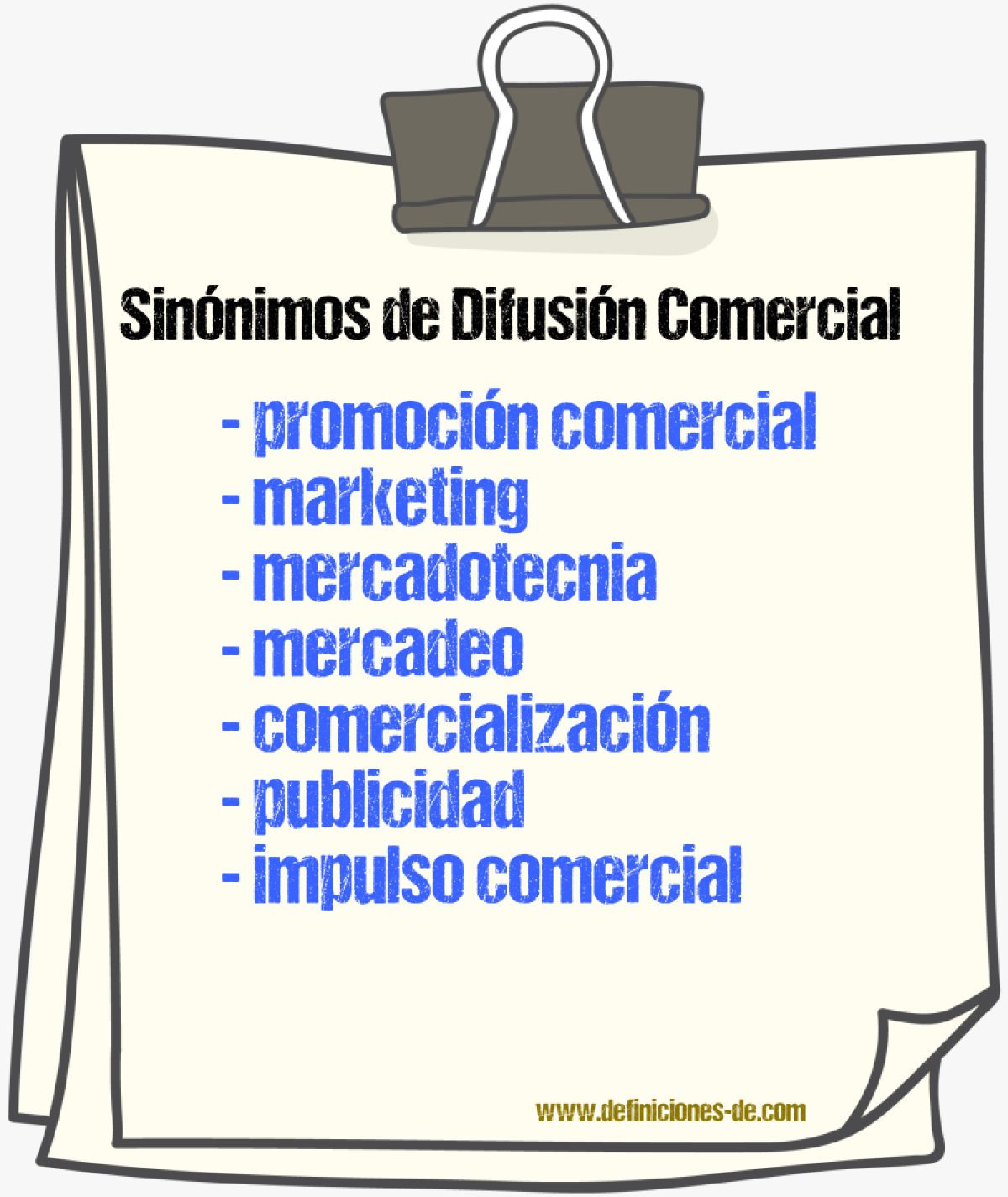 Sinónimos de difusión comercial