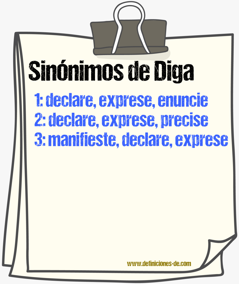 Sinónimos de diga