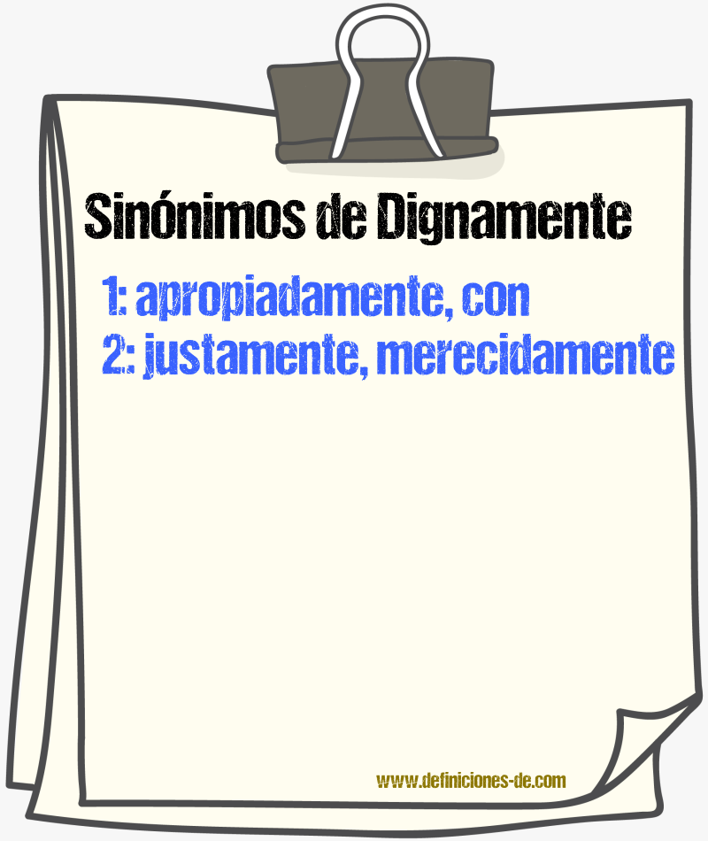 Sinnimos de dignamente