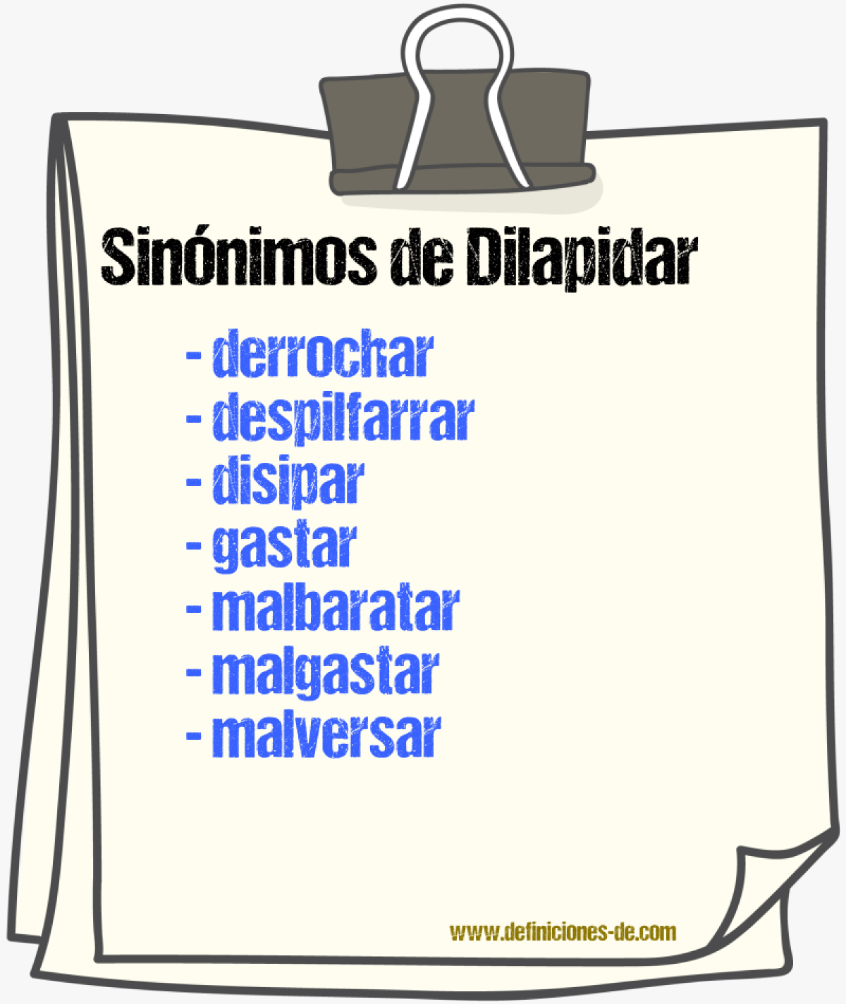 Sinnimos de dilapidar