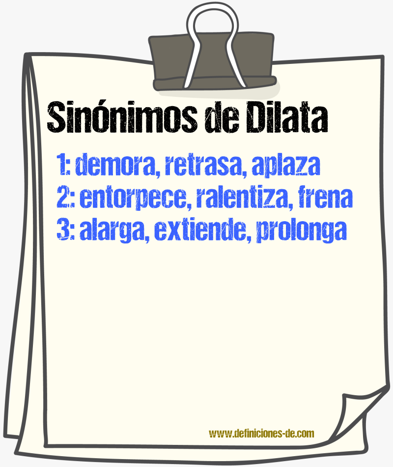 Sinónimos de dilata