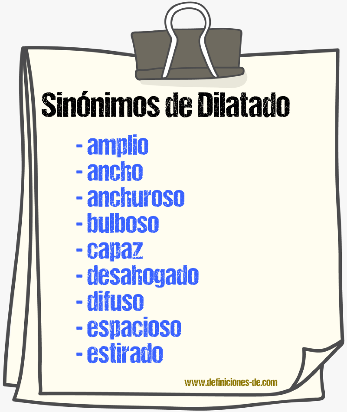 Sinnimos de dilatado