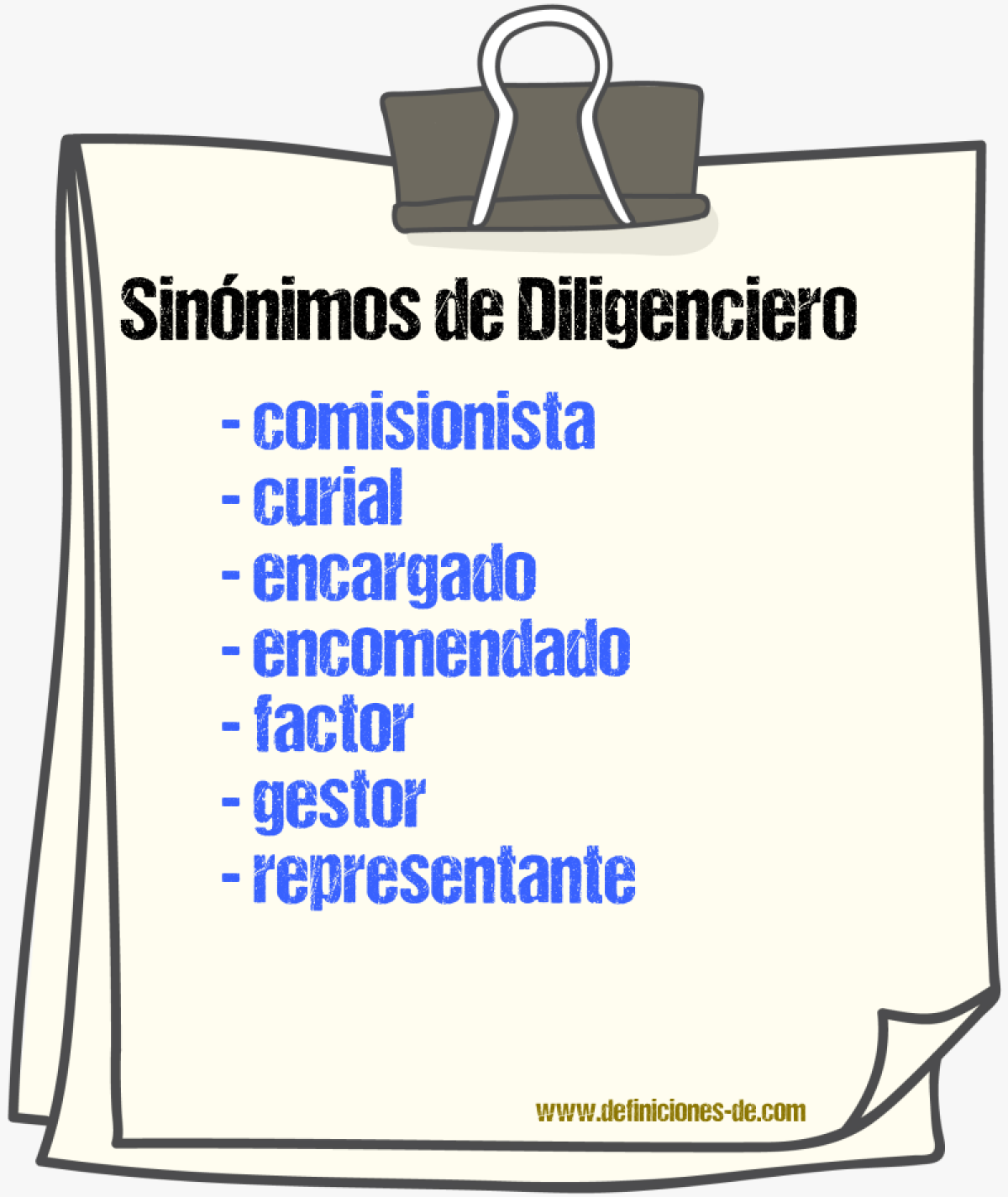 Sinnimos de diligenciero