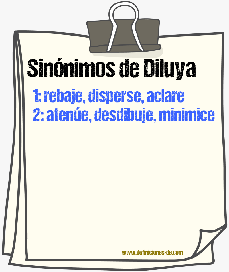 Sinónimos de diluya