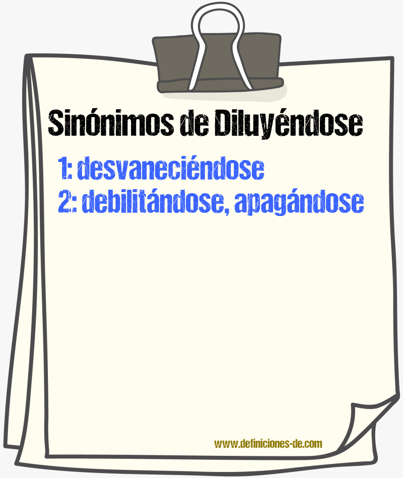 Sinónimos de diluyéndose