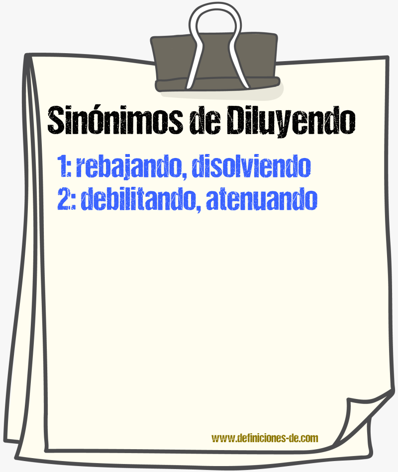 Sinónimos de diluyendo
