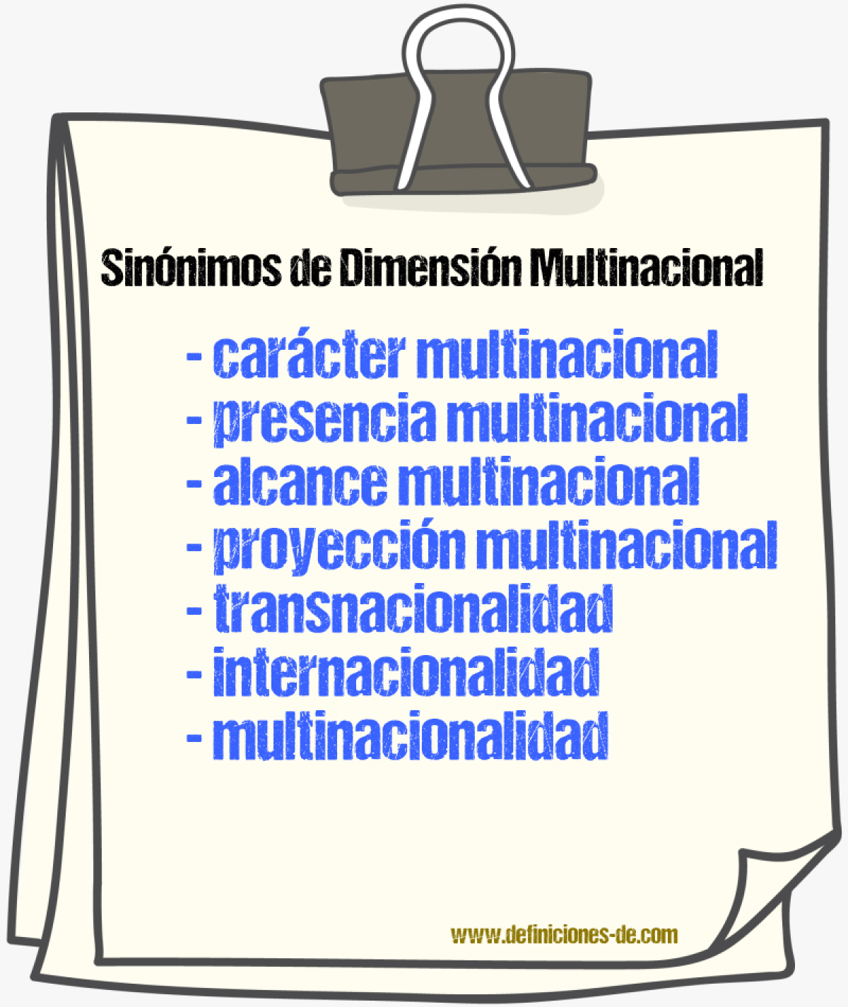 Sinónimos de dimensión multinacional