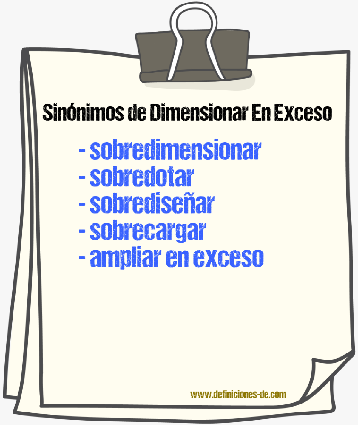 Sinónimos de dimensionar en exceso