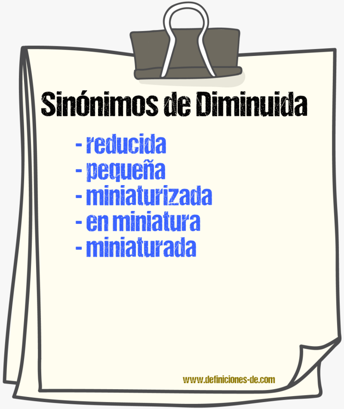 Sinónimos de diminuida