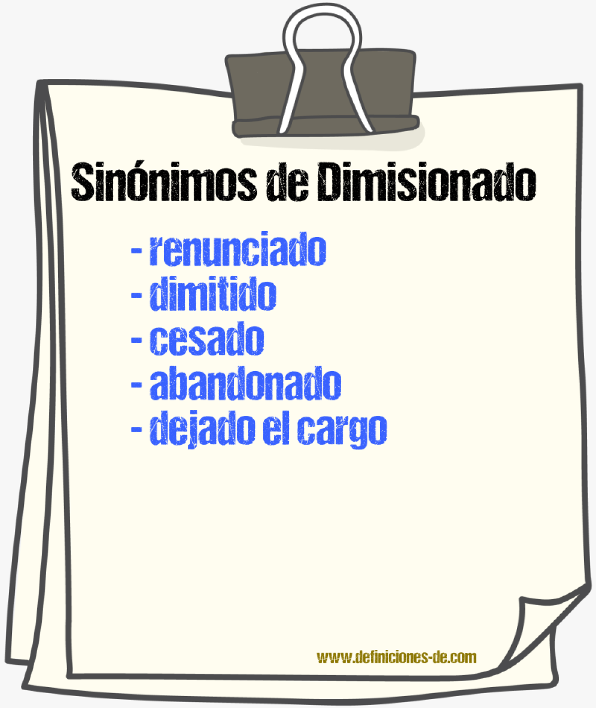 Sinónimos de dimisionado