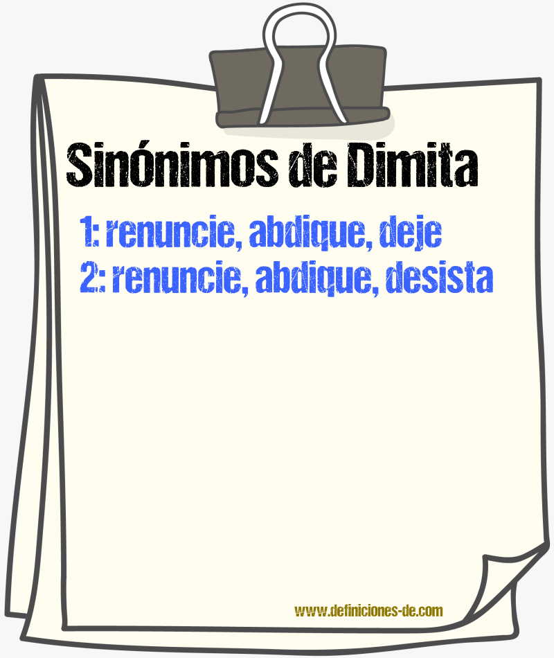 Sinónimos de dimita