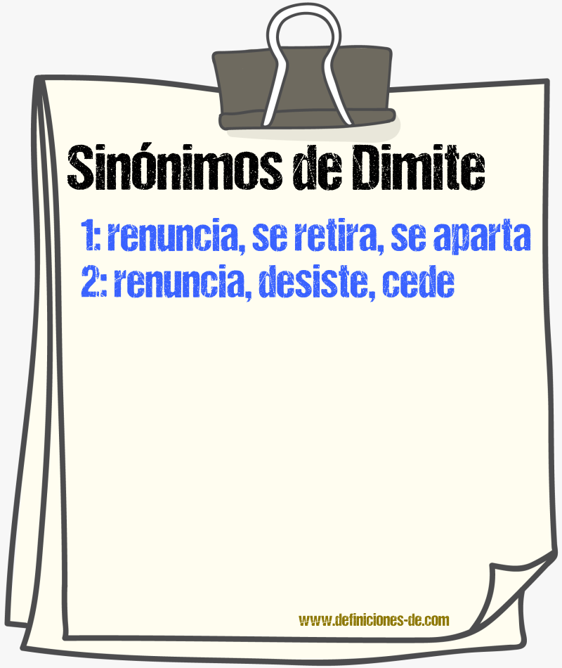Sinónimos de dimite