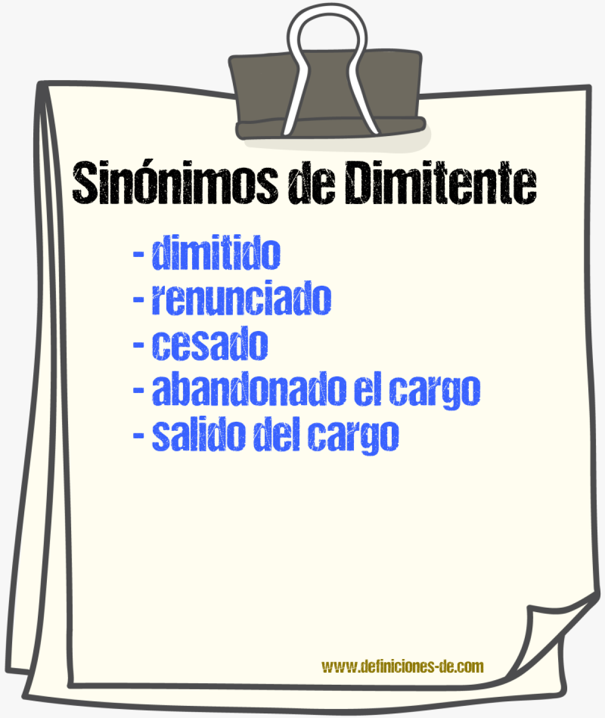 Sinónimos de dimitente