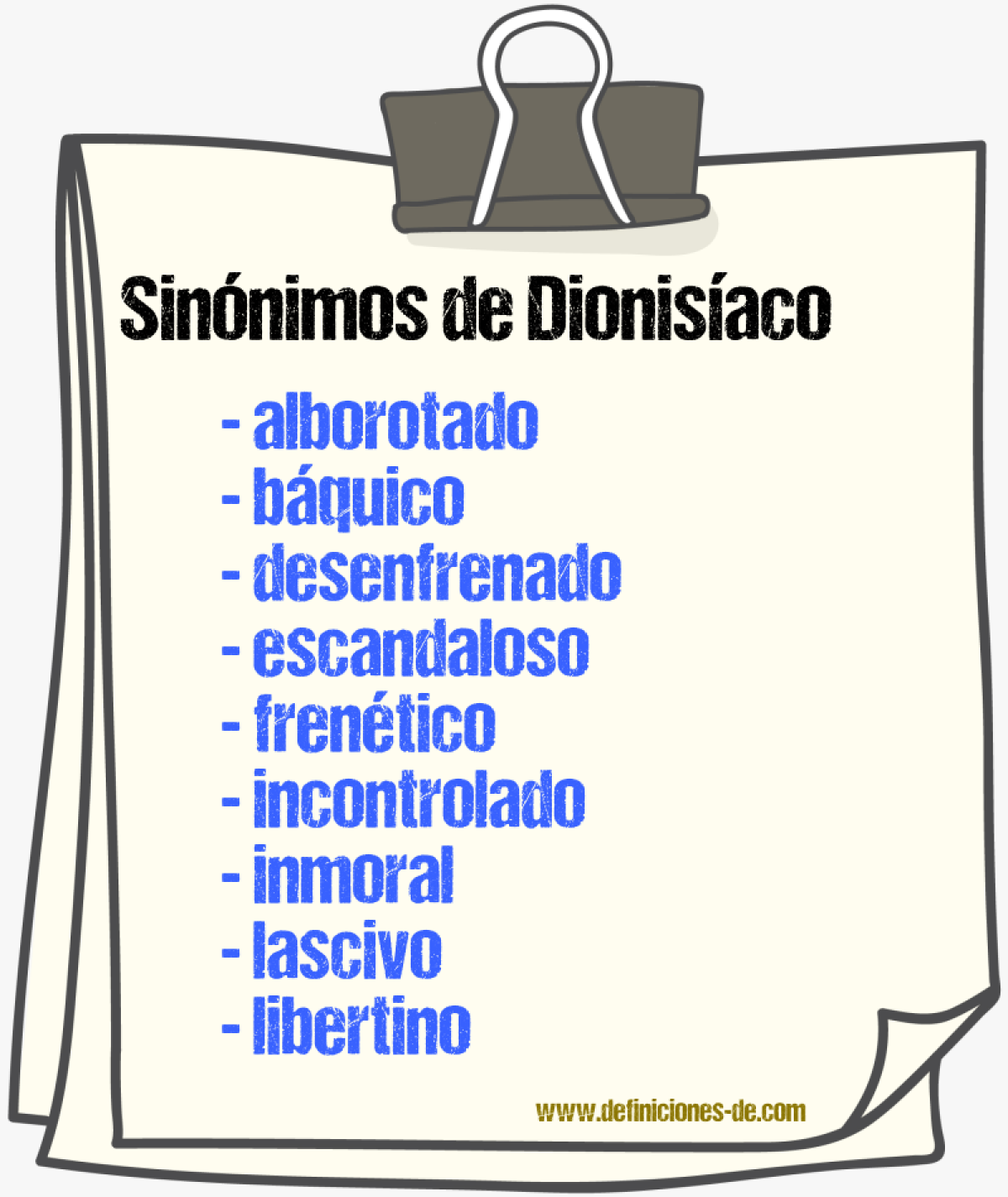 Sinnimos de dionisaco