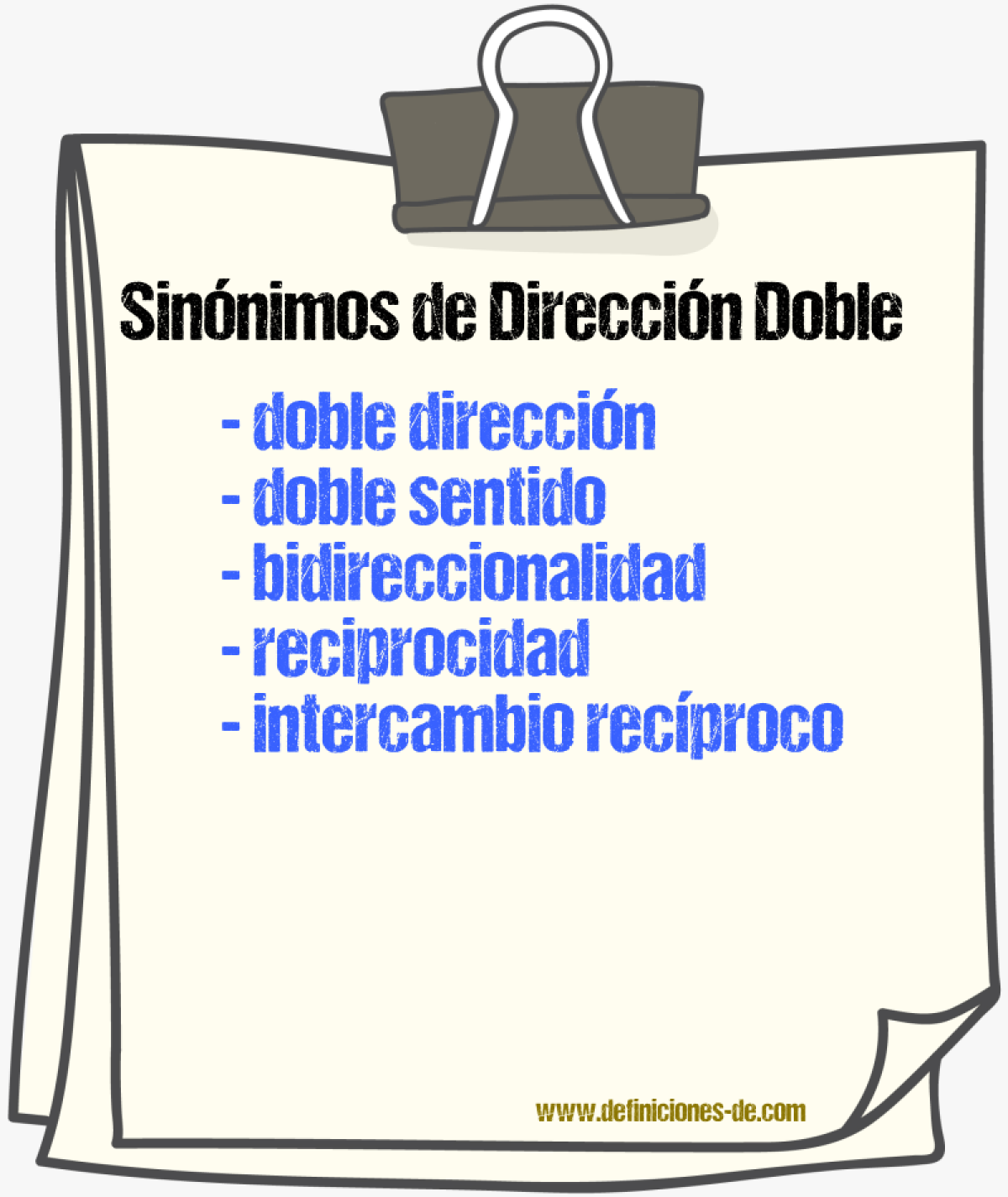 Sinónimos de dirección doble