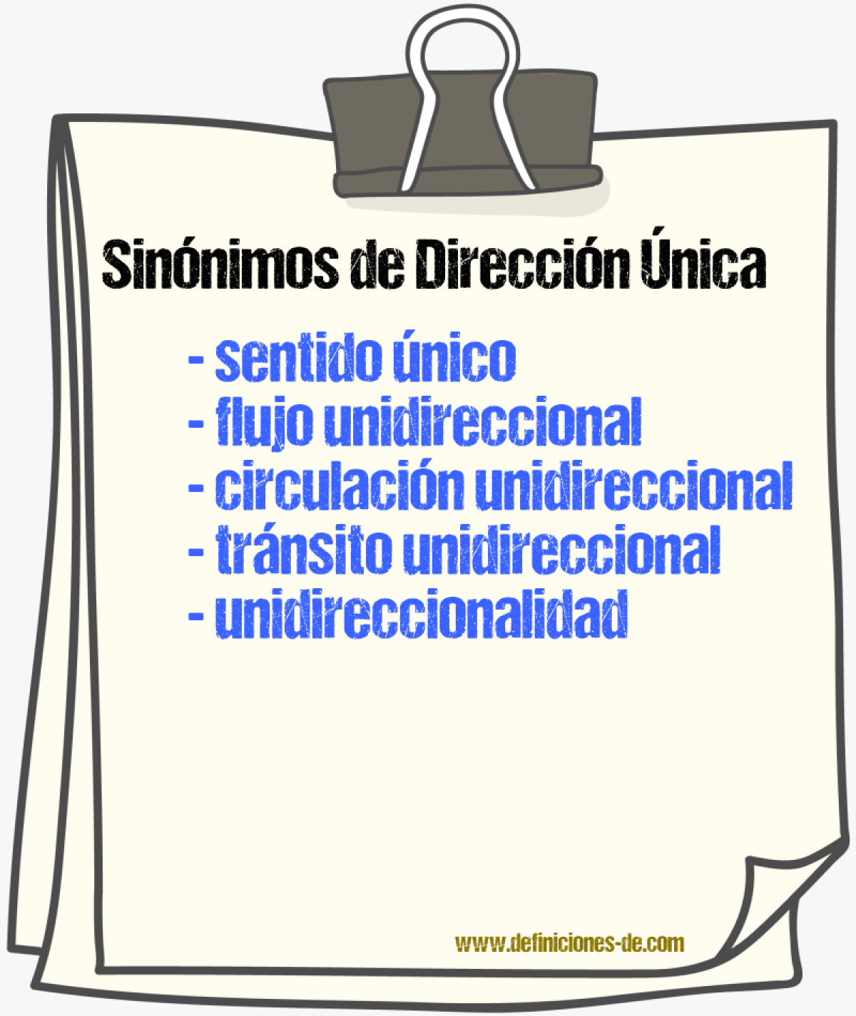 Sinónimos de dirección única