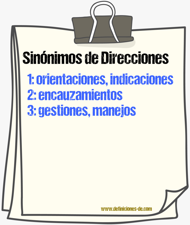 Sinónimos de direcciones