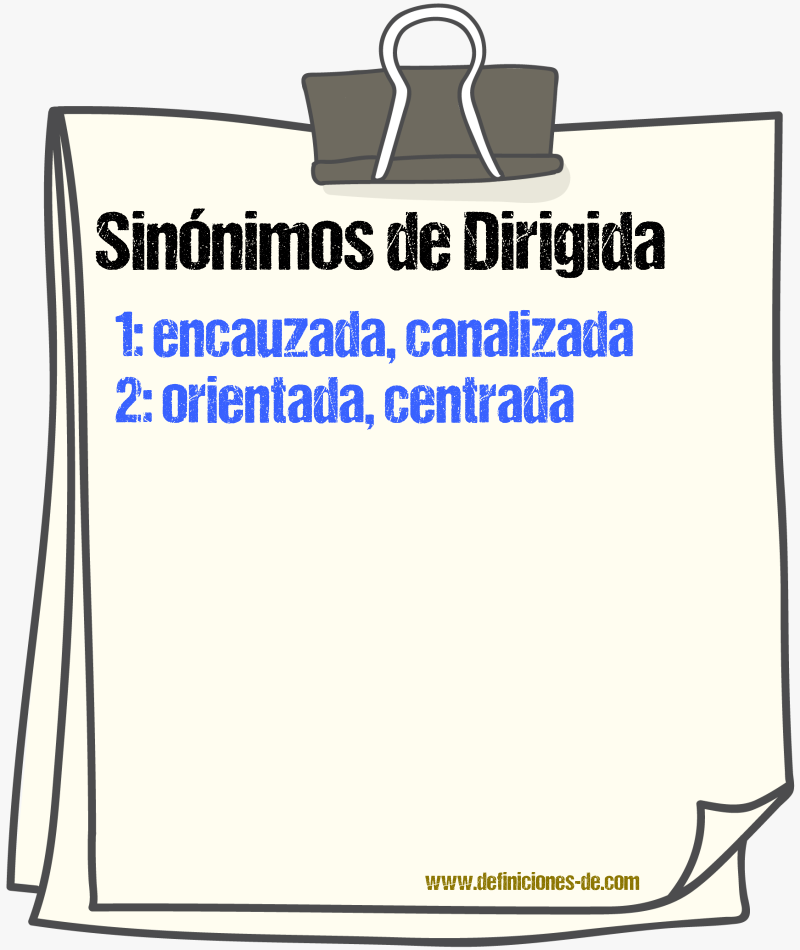 Sinónimos de dirigida