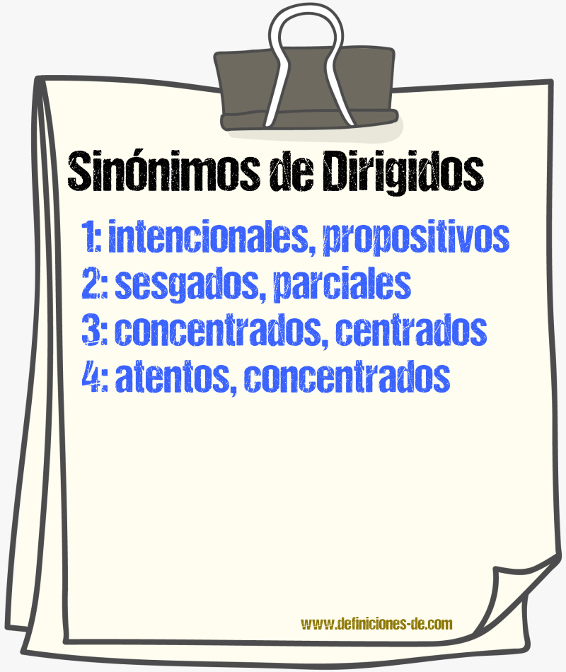 Sinónimos de dirigidos