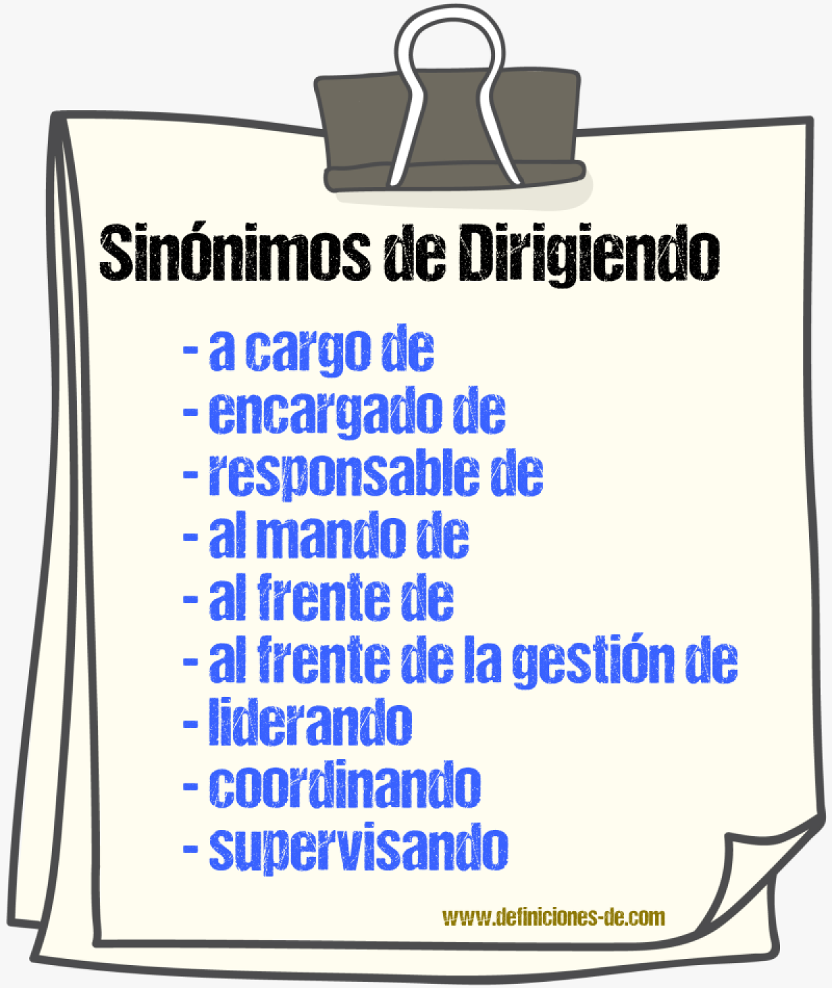 Sinónimos de dirigiendo