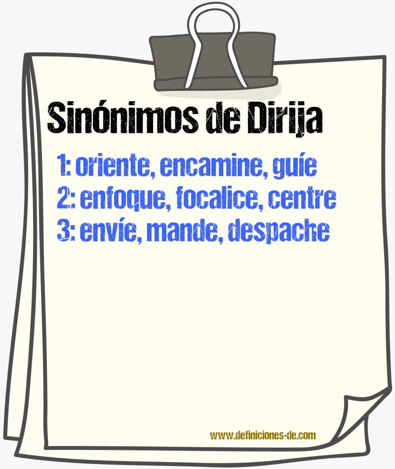 Sinónimos de dirija
