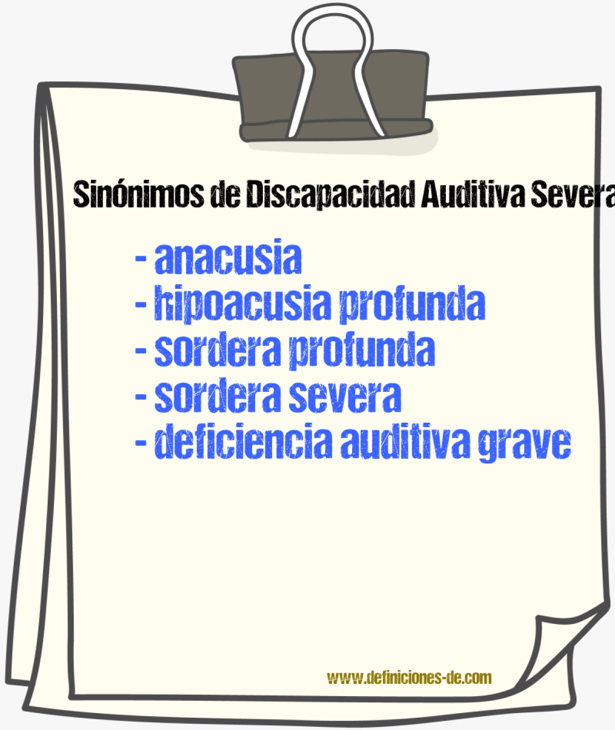 Sinónimos de discapacidad auditiva severa