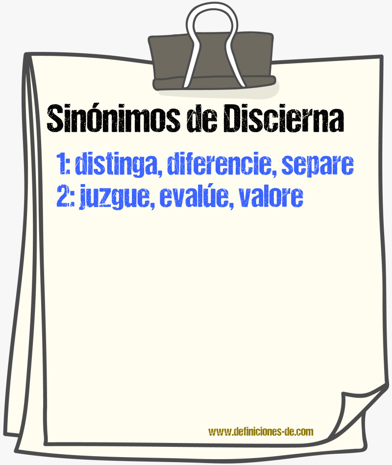 Sinónimos de discierna