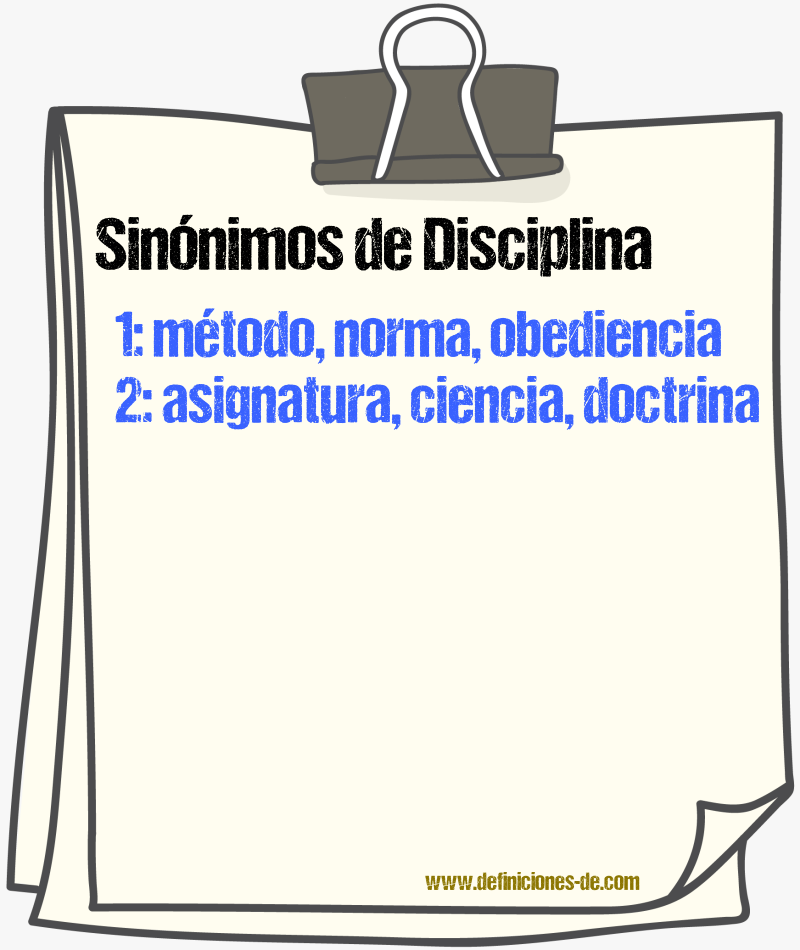 Sinónimos de disciplina