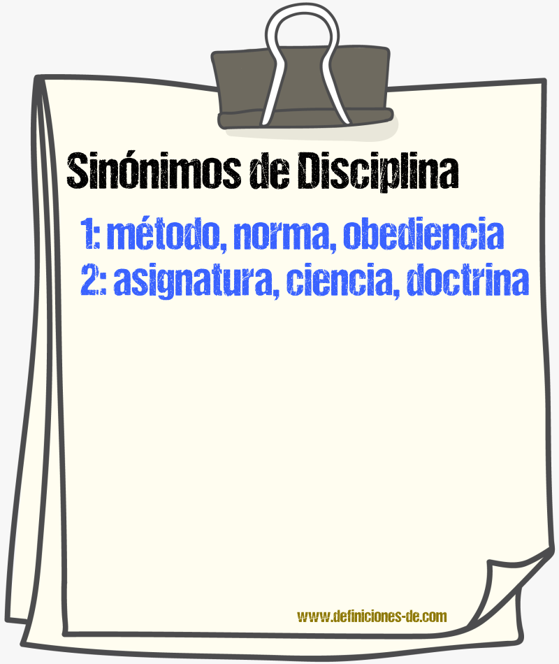 Sinnimos de disciplina