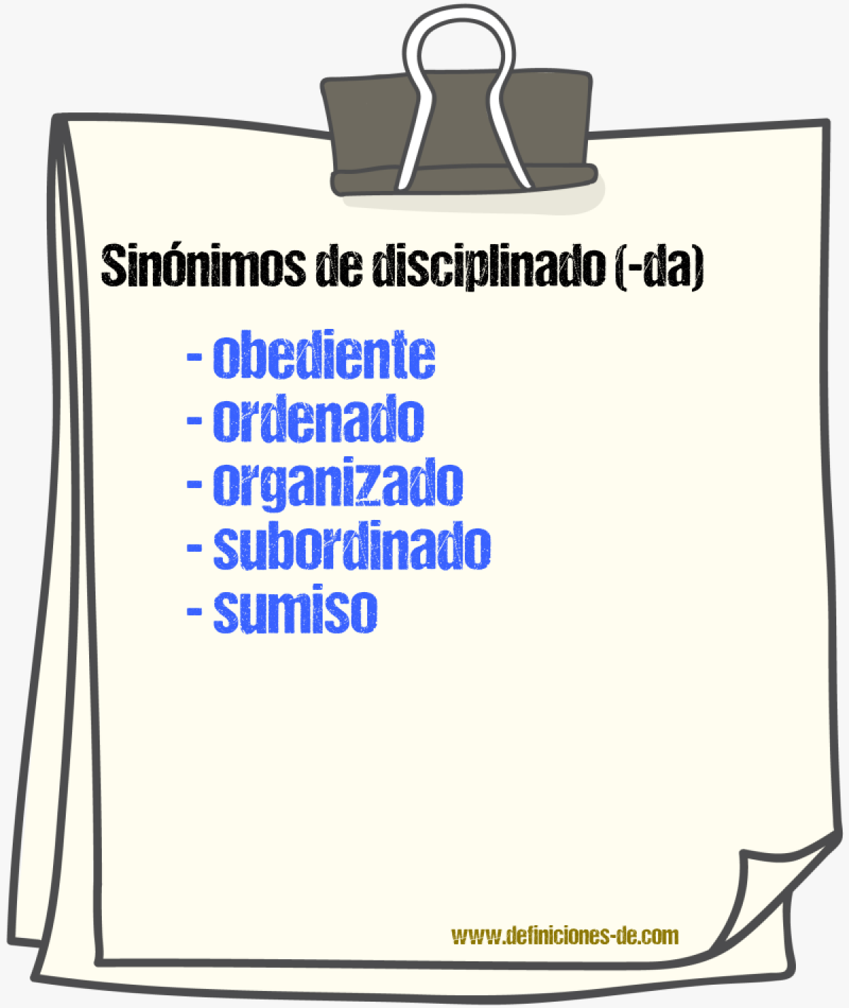 Sinnimos de disciplinado