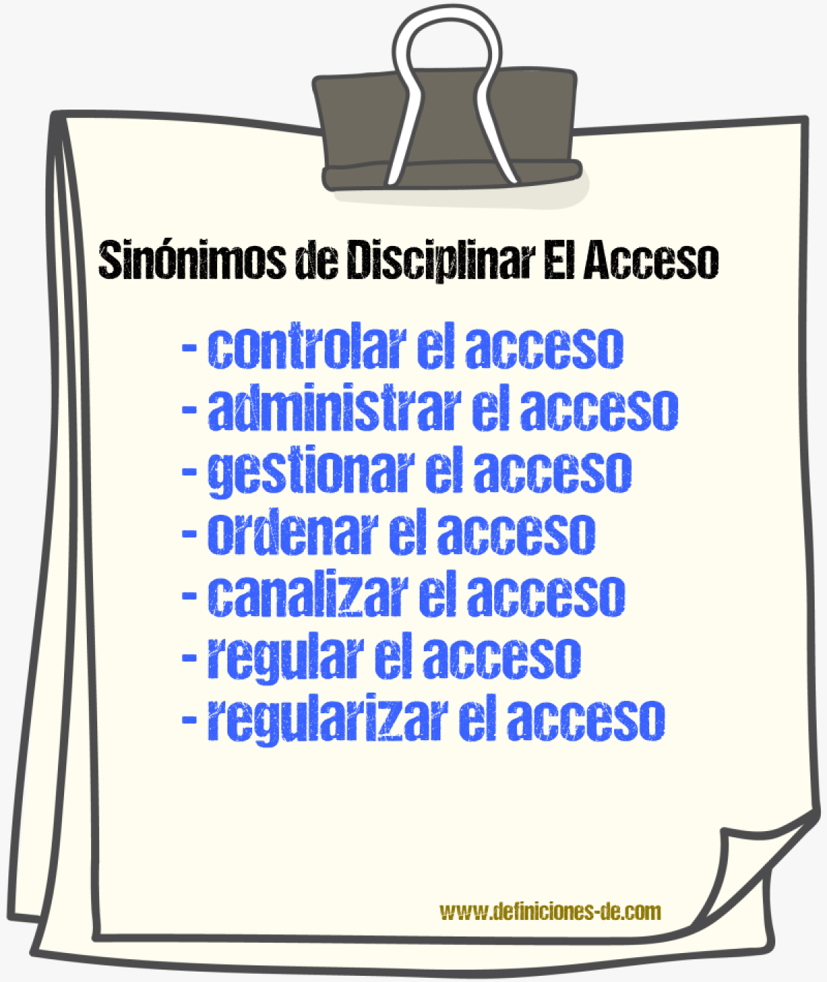 Sinónimos de disciplinar el acceso