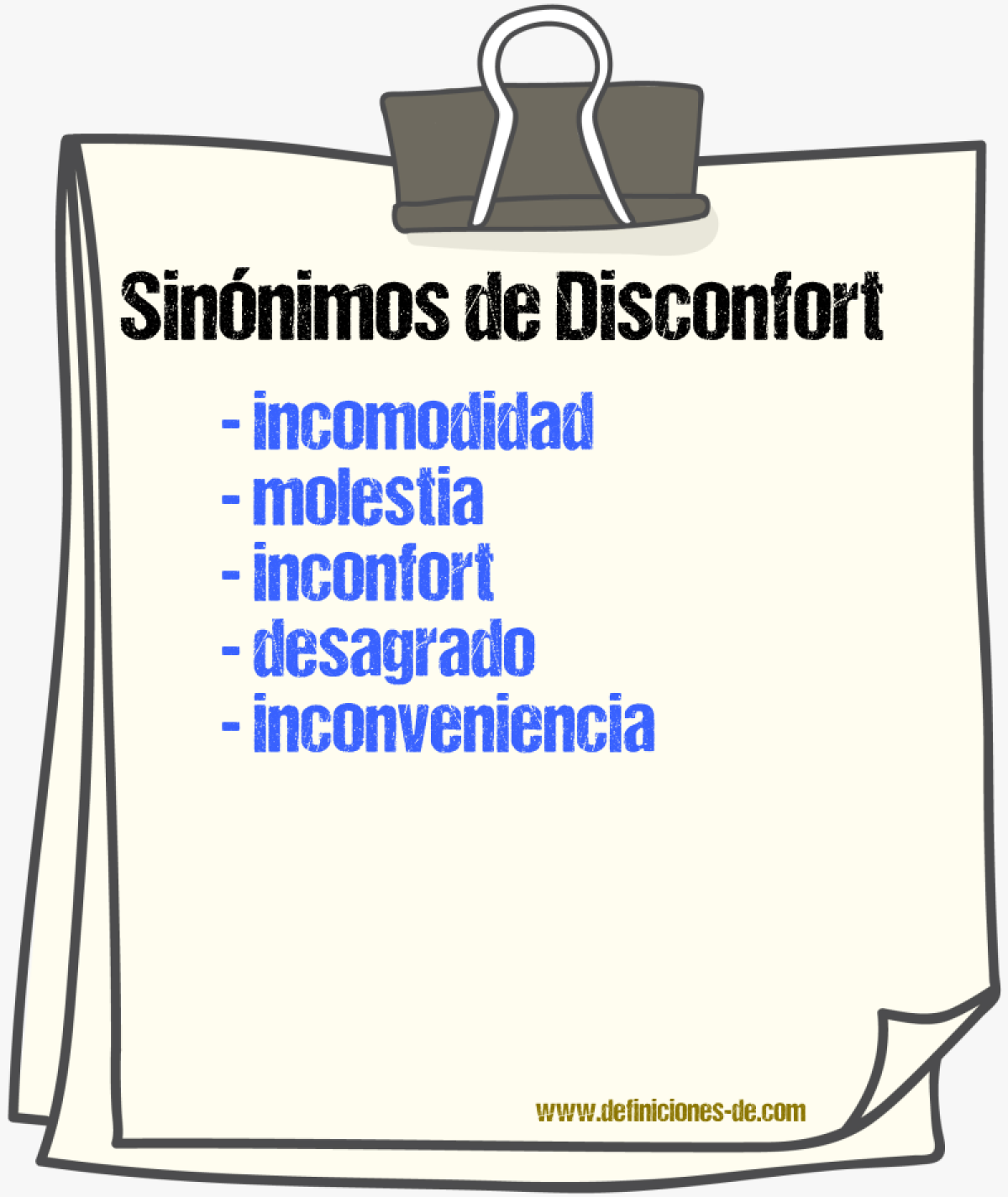 Sinónimos de disconfort