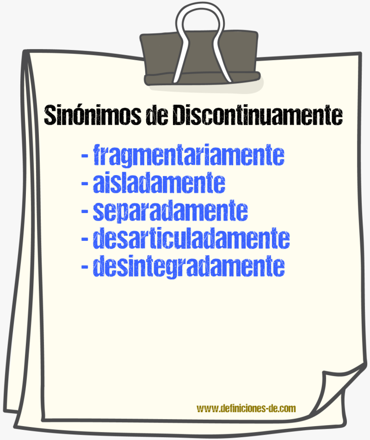 Sinónimos de discontinuamente
