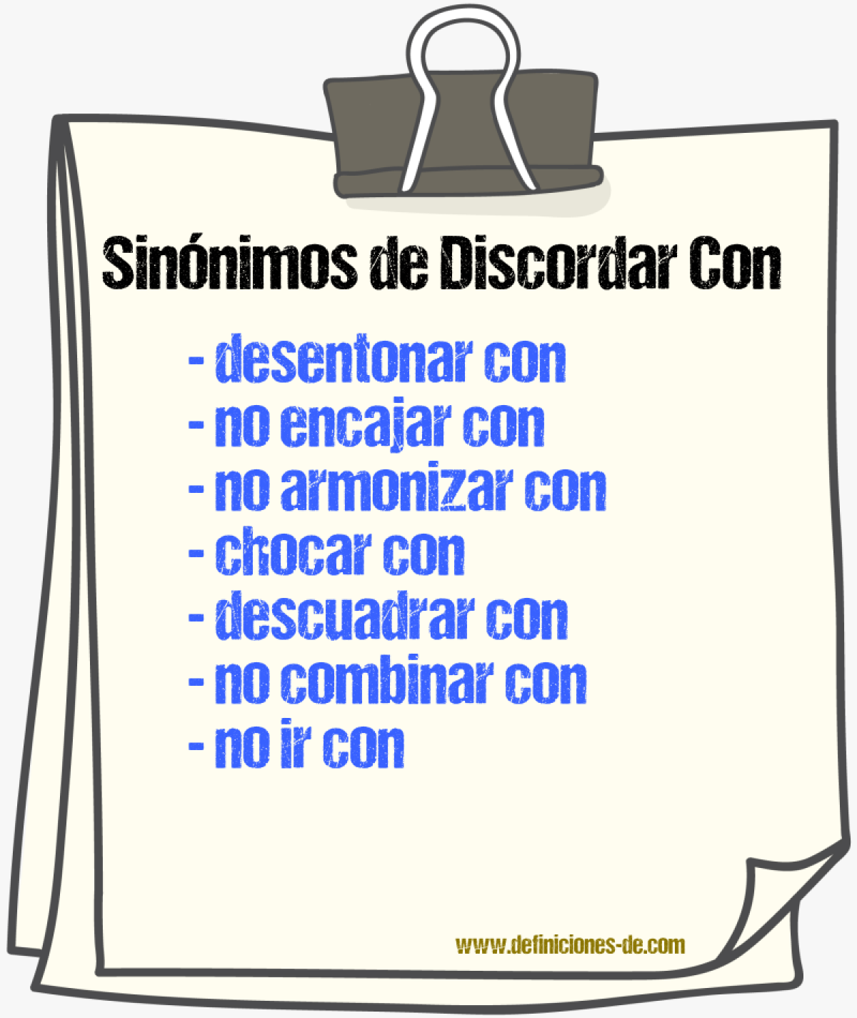 Sinónimos de discordar con
