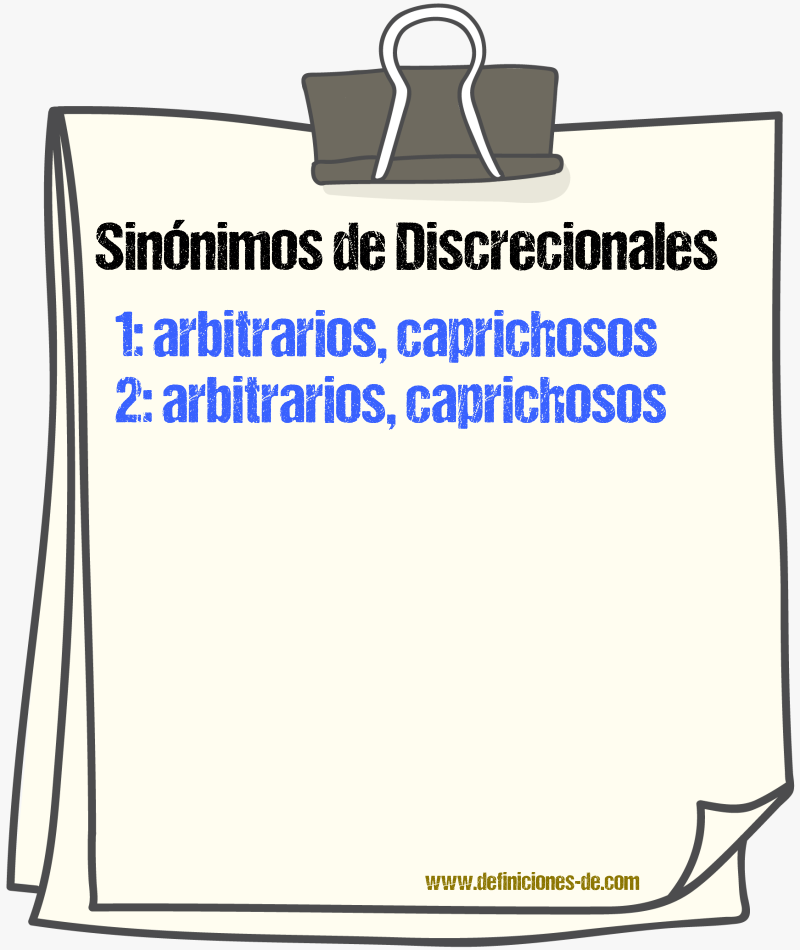 Sinónimos de discrecionales